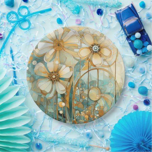 Zachte perziktuin 3 papieren bordje (Feest)