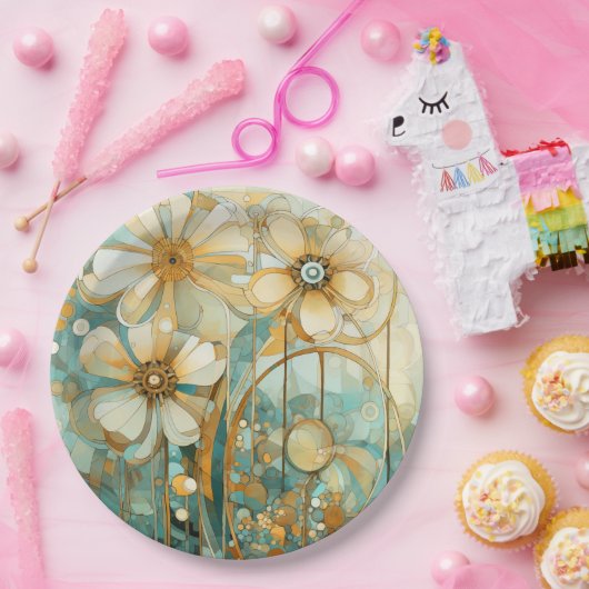 Zachte perziktuin 3 papieren bordje (Feest)