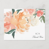 Zachte Perzische Floral Monogram Weddenschap Bedan Briefkaart (Voorkant)