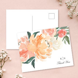 Zachte Perzische Floral Monogram Weddenschap Bedan Briefkaart