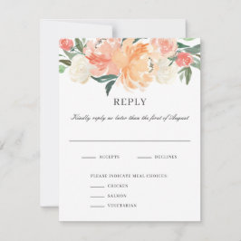Zachte Perzische Floral Waterverf Wedding RSVP Kaa Kaart