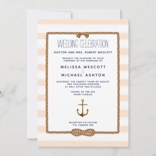 Zachte Perzische Waterverf Nautical Knot Wedding Kaart (Voorkant)