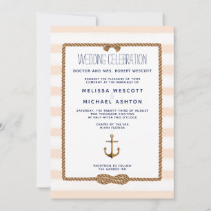 Zachte Perzische Waterverf Nautical Knot Wedding Kaart