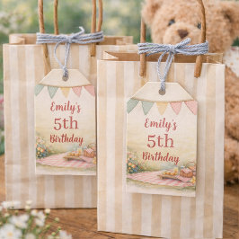 Zachte Picknick Buiten Boho Verjaardagsfeest Cadeaulabel