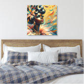Zachte  Pin-Up African Woman Feathers jaren 1960 Canvas Afdruk (Insitu (Slaapkamer))