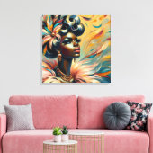 Zachte  Pin-Up African Woman Feathers jaren 1960 Canvas Afdruk (Insitu (Woonkamer))