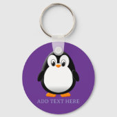 Zachte Pinguïn Cartoon Aangepaste Paars Sleutelhanger (Voorkant)