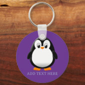 Zachte Pinguïn Cartoon Aangepaste Paars Sleutelhanger (Voorkant)