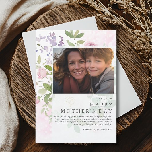 Zachte pioenen elegante foto moederdag feestdagenkaart