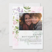 Zachte pioenen elegante foto moederdag feestdagenkaart (Voorkant)
