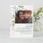 Zachte pioenen elegante foto moederdag feestdagenkaart (Staand voorkant)