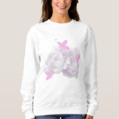 Zachte Pioenrozen en Vlinders Sweat Shirt (Voorkant)