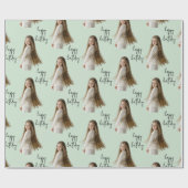 Zachte Pistache & Aangepaste Verjaardag tekst en f Cadeaupapier (Vlak)