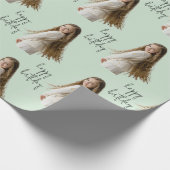 Zachte Pistache & Aangepaste Verjaardag tekst en f Cadeaupapier (Hoek)