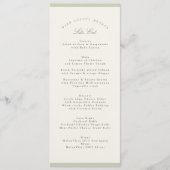 Zachte Pistache Tuin Bruiloft Menu (Voorkant)