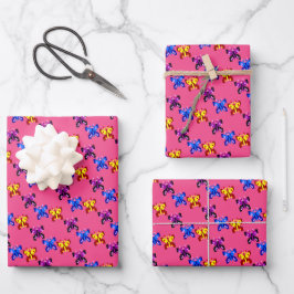 Zachte Pixel Vlinder Patroon Heet Roze Achtergrond Inpakpapier Vel