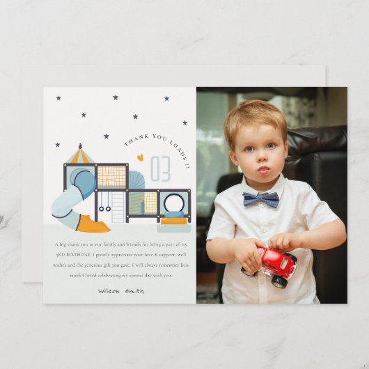 Zachte Play Center Oerwoud Gym Kinder foto Birthda Bedankkaart (Voorkant / Achterkant)