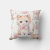 Zachte Pluizige Kittens met Roze Rozen Kussen (Achterkant)