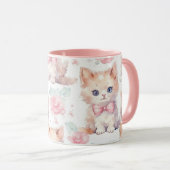 Zachte Pluizige Kittens met Roze Rozen Mok (Voorkant rechts)