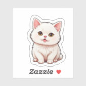 Zachte Pluizige Witte Kat Sticker - Kawaii Estheti (Vel)