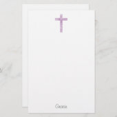 Zachte plum Abstracte Waterverf Cross Briefpapier (Voorkant / Achterkant)