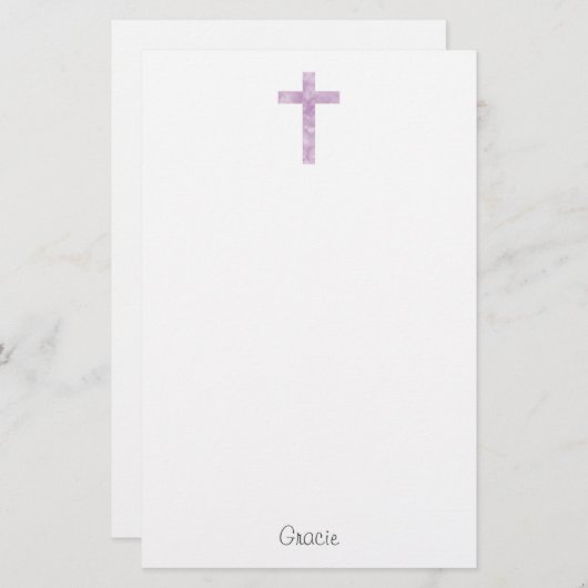 Zachte plum Abstracte Waterverf Cross Briefpapier (Voorkant / Achterkant)