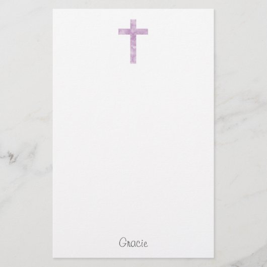 Zachte plum Abstracte Waterverf Cross Briefpapier (Voorkant)