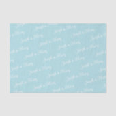 Zachte Poederblauwe & Witte Script Klassieke Trouw Tissuepapier (Voorkant)