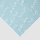 Zachte Poederblauwe & Witte Script Klassieke Trouw Tissuepapier (Detail)