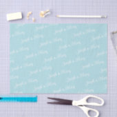 Zachte Poederblauwe & Witte Script Klassieke Trouw Tissuepapier (Craft)