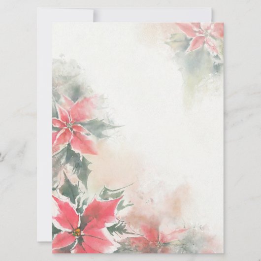 Zachte poinsettia achtergrond leeg feestdagenkaart (Voorkant)