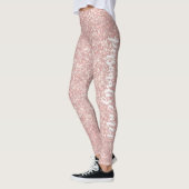 Zachte pompelroze pompelmoes Licht Glitter CUSTOM- Leggings (Links)