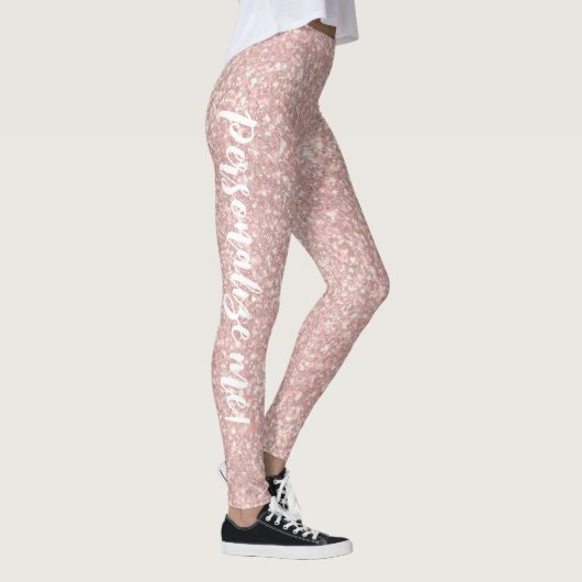 Zachte pompelroze pompelmoes Licht Glitter CUSTOM- Leggings (Rechts)