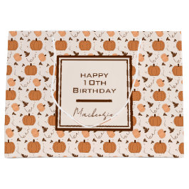 Zachte pompoenpatroon Happy Birthday cadeautaszak Groot Cadeauzakje