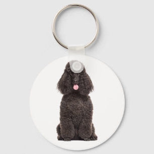 Zachte Poodle-hond Liefhebber Zwarte Poodle Sleute Sleutelhanger