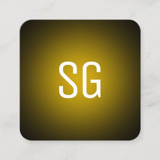 Zachte pot - Initialen - Amber op zwart Vierkante Visitekaartje (Voorkant)