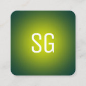 Zachte pot - Initialen - Geel op Donkergroen Vierkante Visitekaartje (Voorkant)