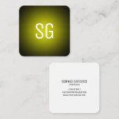 Zachte pot - Initialen - Geel op zwart Vierkante Visitekaartje (Voorkant / Achterkant)