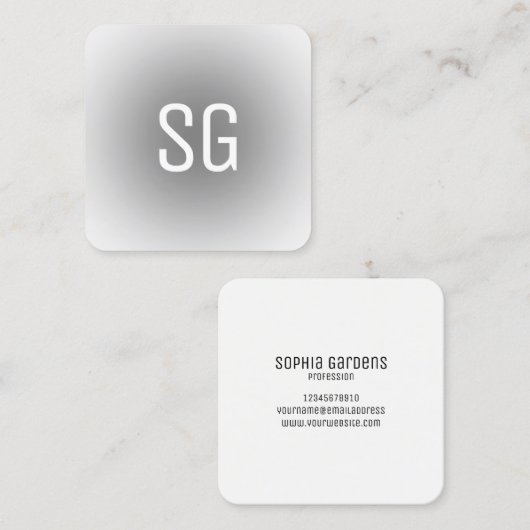 Zachte pot - Initialen - Grijs Vierkante Visitekaartje (Voorkant / Achterkant)