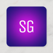 Zachte pot - Initialen - magenta op de diepzeemach Vierkante Visitekaartje (Voorkant)