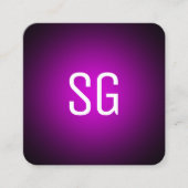 Zachte pot - Initialen - Magenta op zwart Vierkante Visitekaartje (Voorkant)