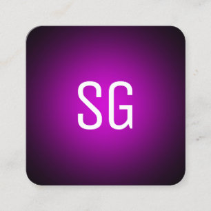 Zachte pot - Initialen - Magenta op zwart Vierkante Visitekaartje