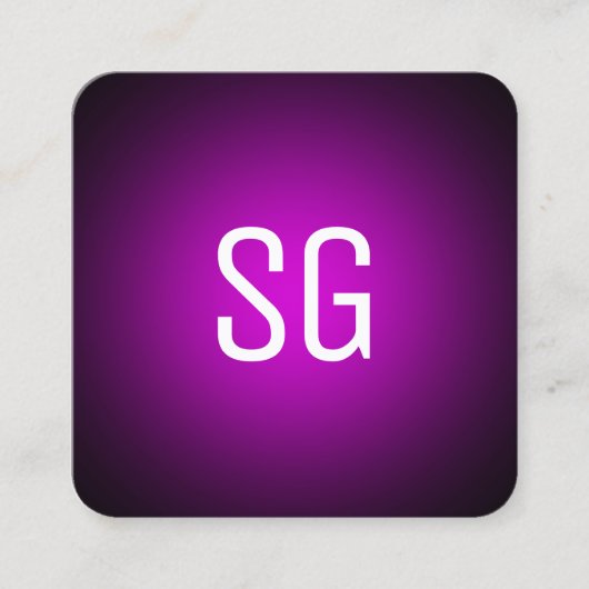Zachte pot - Initialen - Magenta op zwart Vierkante Visitekaartje (Voorkant)