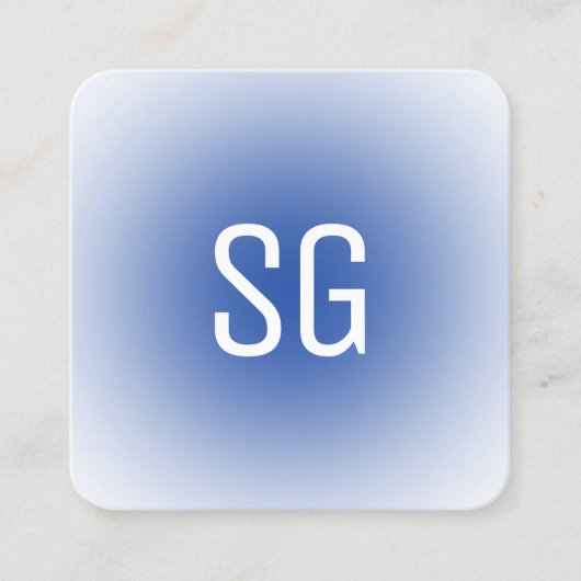 Zachte pot - Initialen - Navy Blue Square Business Vierkante Visitekaartje (Voorkant)