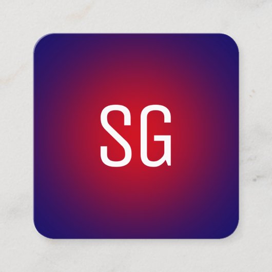 Zachte pot - Initialen - Rood op diepzeemacht Vierkante Visitekaartje (Voorkant)