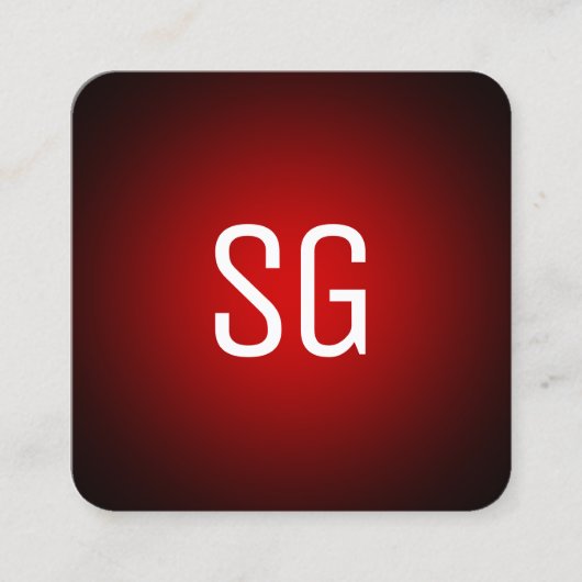Zachte pot - Initialen - Rood op zwart Vierkante Visitekaartje (Voorkant)