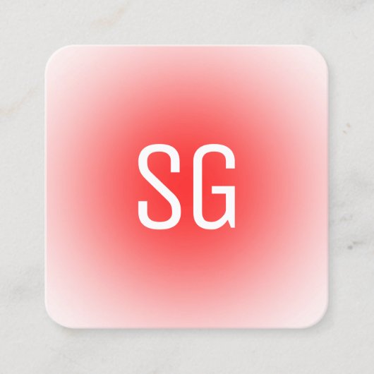 Zachte pot - Initialen - Rood vierkant Visitekaart Vierkante Visitekaartje (Voorkant)