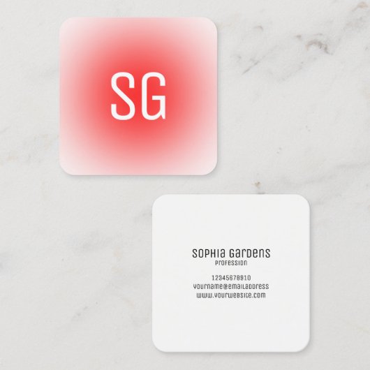 Zachte pot - Initialen - Rood vierkant Visitekaart Vierkante Visitekaartje (Voorkant / Achterkant)