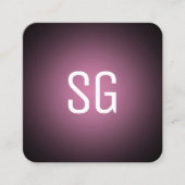 Zachte pot - Initialen - Roze op zwart Vierkante Visitekaartje (Voorkant)