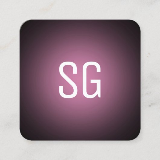 Zachte pot - Initialen - Roze op zwart Vierkante Visitekaartje (Voorkant)